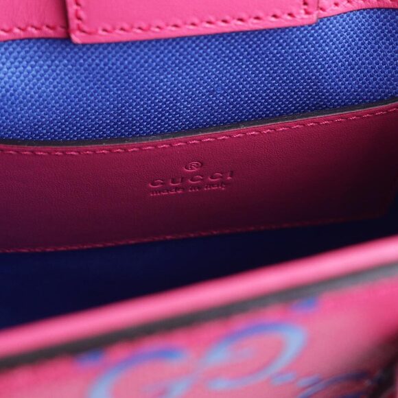 Gucci Tote Shoulder Handbag Crossbody Bag GG Leather Pink Blue - Picture 8 of 9